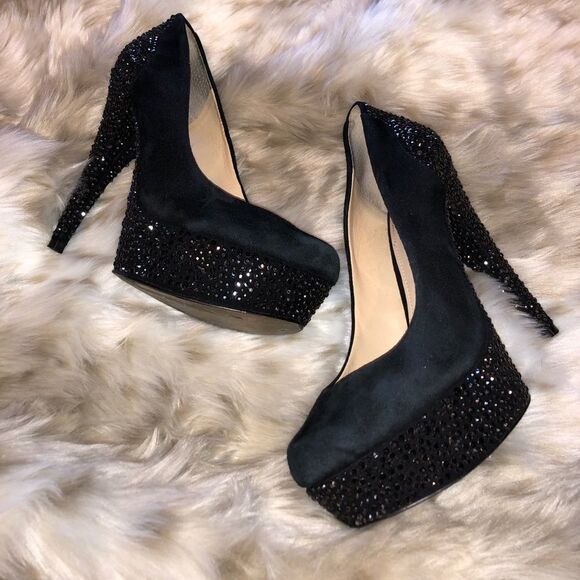 Enzo Angiolini black suede heels size 7 1/2 - Picture 1 of 6